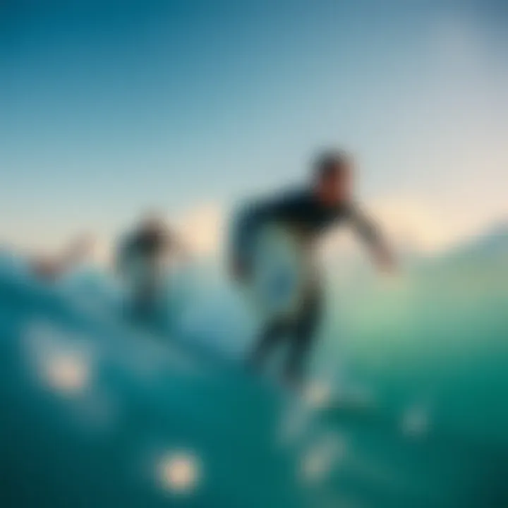 Surfers practicing in a controlled wave environment