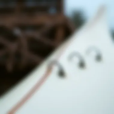 Intricate Design Elements of Fun Shape Surfboards Close-up of the unique design features of a fun shape surfboard