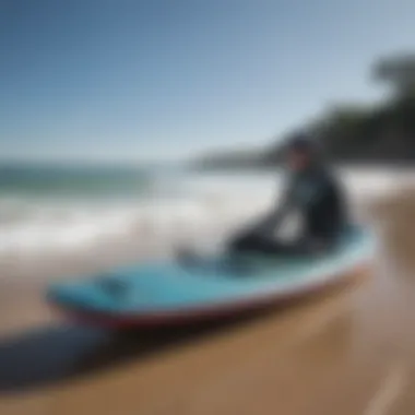 Close-up of cutting-edge bodyboarding gear on the beach