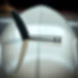 High-Performance Surfboard Design A close-up view of a high-performance surfboard showcasing its design and materials