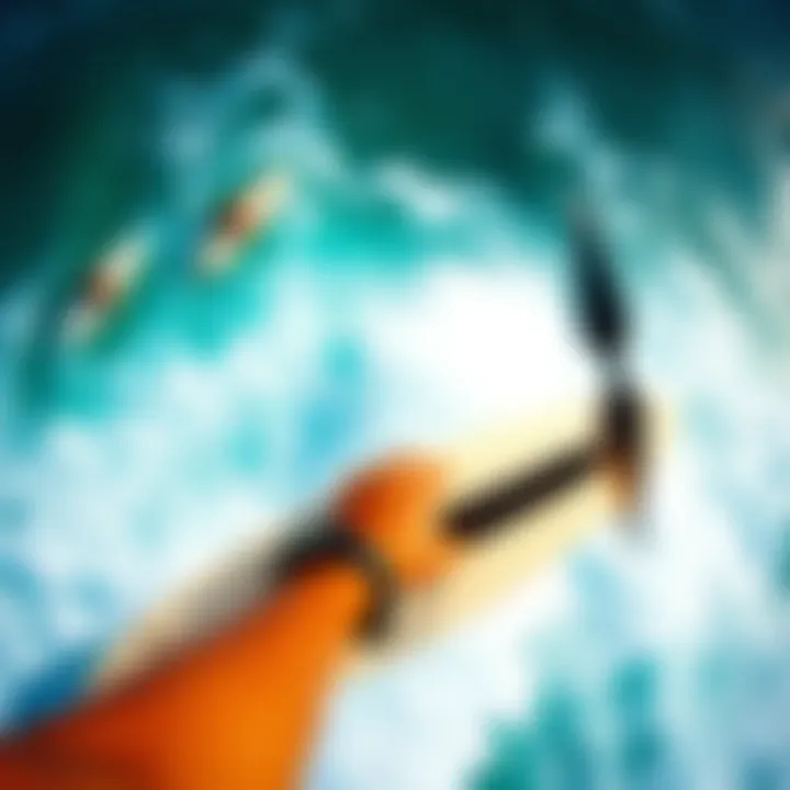 Drone Footage of Surfing A dynamic scene featuring drone footage capturing surfers in action from above.