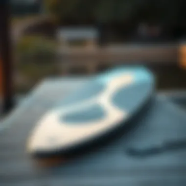 Wakeskate Board Design Close-up of a wakeskate board on a dock