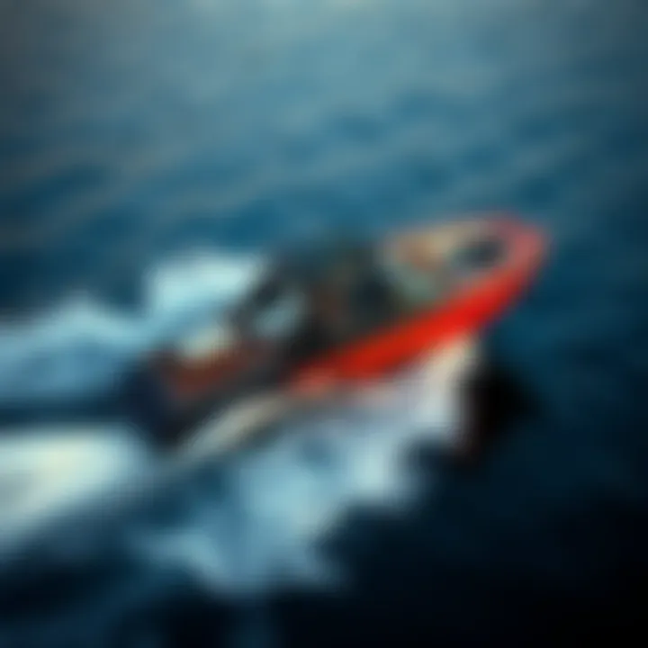 Sleek Wakesurf Boat A sleek wakesurf boat cutting through the water