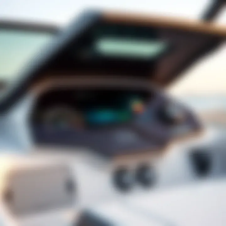 Innovative Technology Dashboard Close-up of a wakesurf boat's innovative technology dashboard