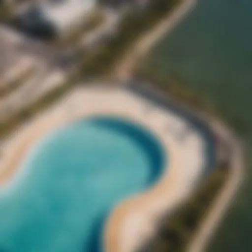 Aerial view of a wave pool in Orlando