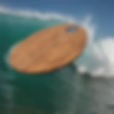 A close-up view of a wave zone skimboard showcasing its unique design features