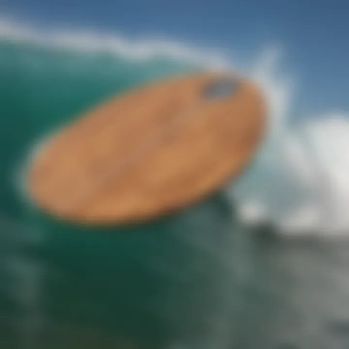 A close-up view of a wave zone skimboard showcasing its unique design features