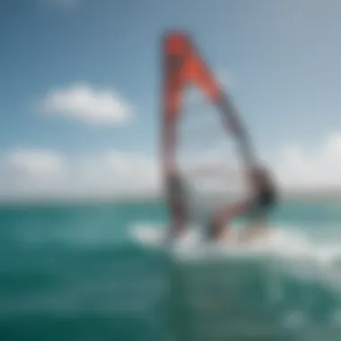 A skilled instructor guiding a student on windsurfing techniques