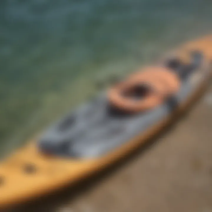 Close-up of the materials used in the construction of a foldable kayak.