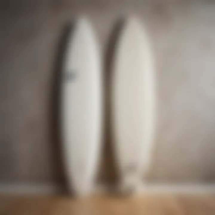 Surfboard elegantly displayed on a minimalist wall