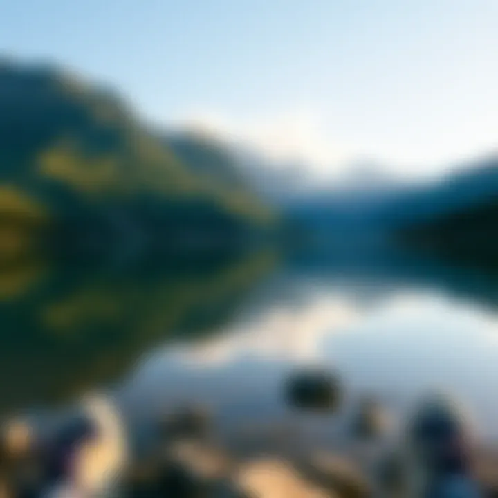 Reflective Calm of Nature Tranquil lake surrounded by mountains reflecting calmness