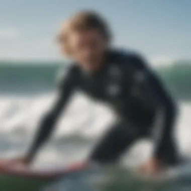 Surfer in Action Surfer in action wearing a high-quality wetsuit in the ocean