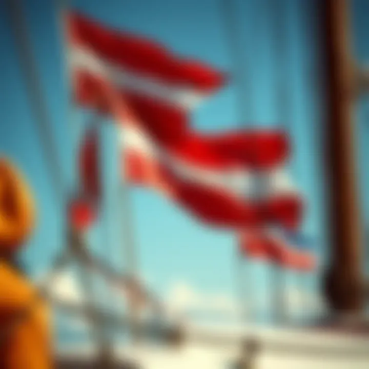 Historical Context of Signal Flags Historical maritime communication using signal flags in a vintage setting