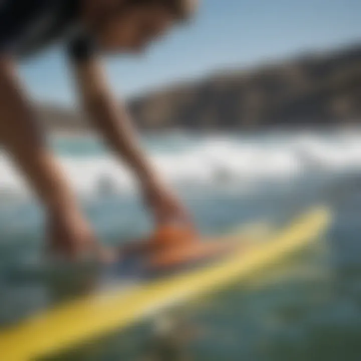 A surfer making a selection of swim fins, emphasizing informed choices.