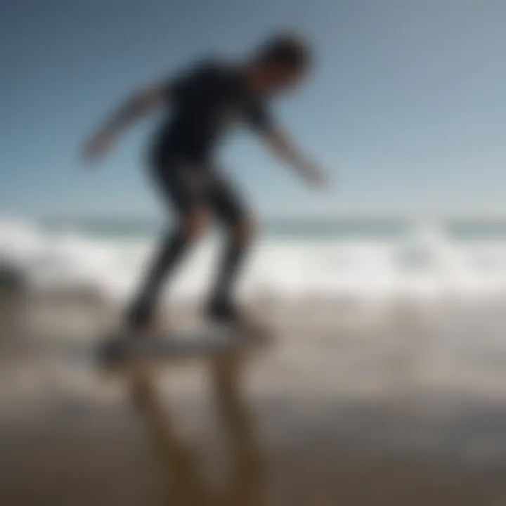 Beginner longboard rider practicing balance