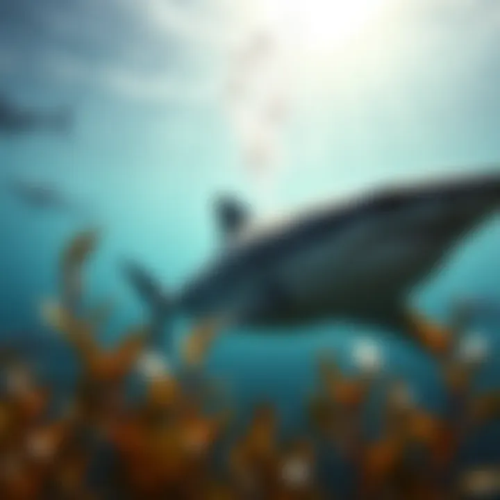 Sharks within Ocean Ecosystems A captivating view of sharks interacting within their natural habitat