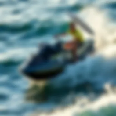 Thrilling Jetski Adventure Dynamic jetski cutting through waves