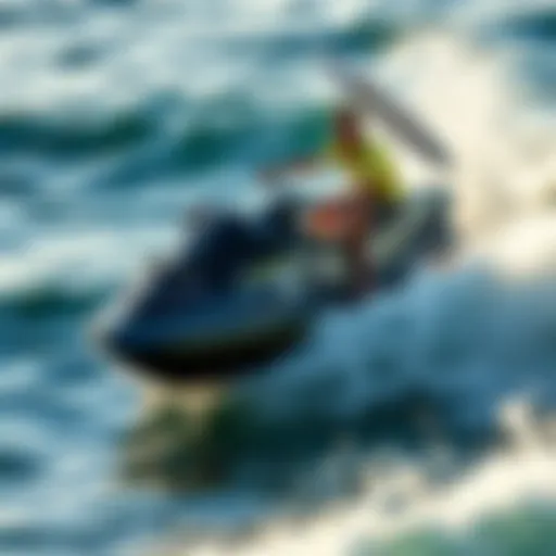 Thrilling Jetski Adventure Dynamic jetski cutting through waves
