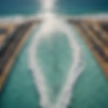 Aerial Perspective of Wave Generation Technology Aerial view of Kelly Slater's wave pool showcasing the wave generation technology.