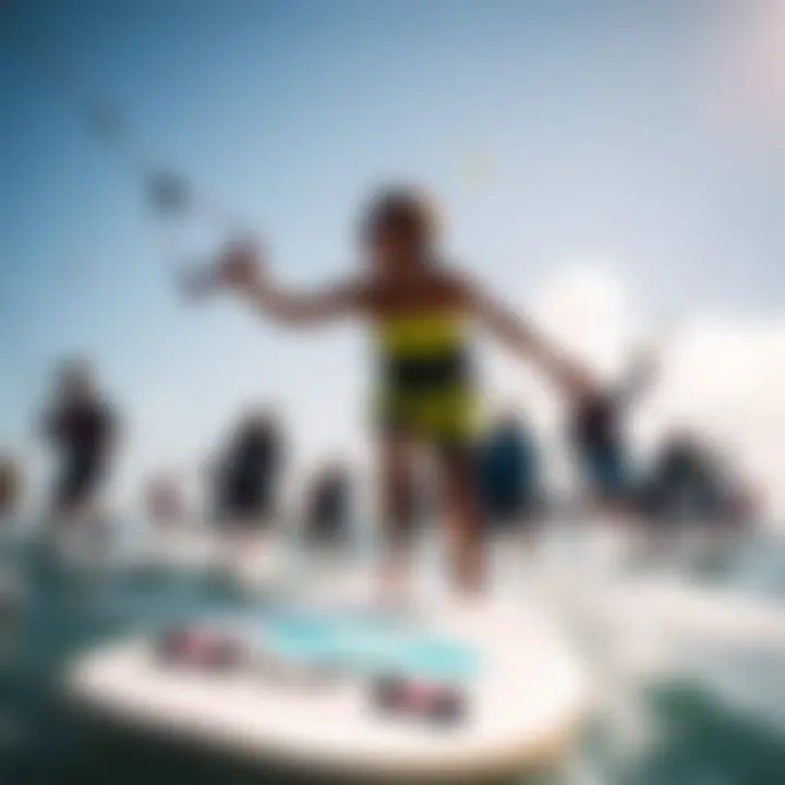 Kite Surfing Community in Miami A group of kite surfers enjoying a sunny day, emphasizing the community aspect of kite surfing culture in Miami