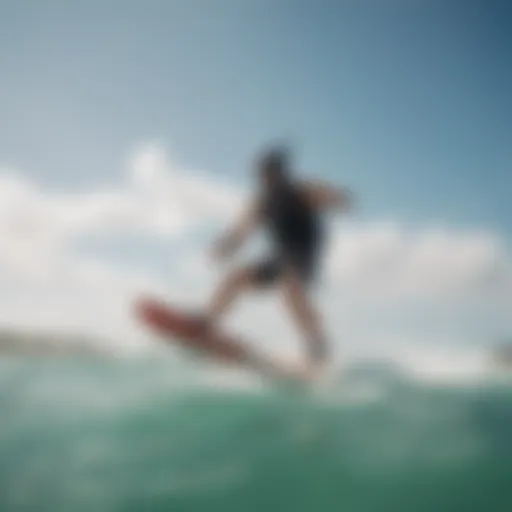 Kitesurfing action shot at Miami Beach