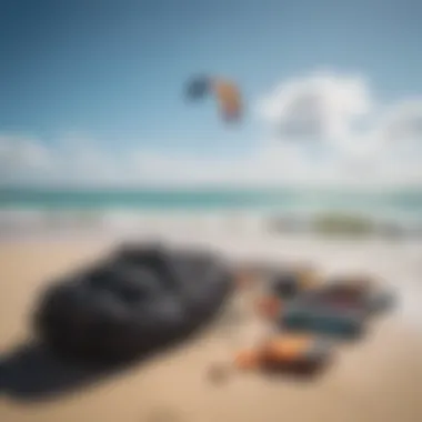 Essential Kitesurfing Gear Kitesurfing equipment laid out on the beach