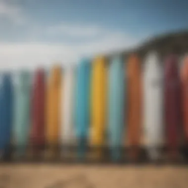 Diverse Surfboard Options for Every Surfer Assorted surfboards available for rental in La Jolla