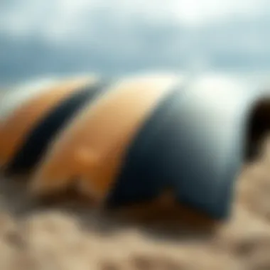 Close-up of lap fins made from different materials showcasing their textures.