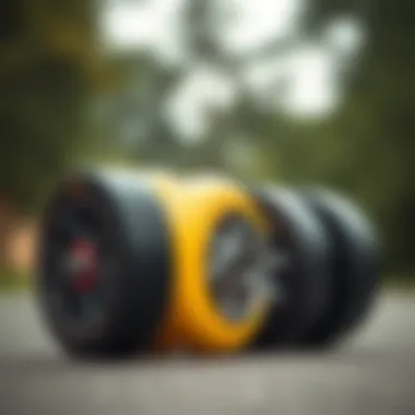 Various longboard wheel shapes displayed side by side