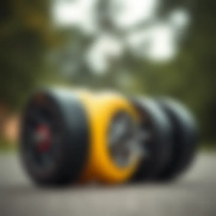 Various longboard wheel shapes displayed side by side