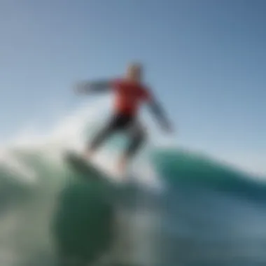 Performance of Mark Richards Fins During Surfing Mark Richards fins in action during a surfing competition.