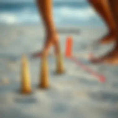 An illustration showing the strategic placement of sand spikes in relation to surf conditions.