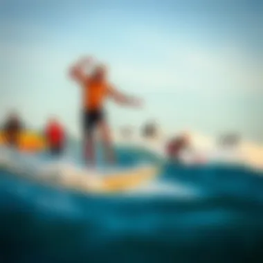 A vibrant surf culture scene showcasing ollies in action