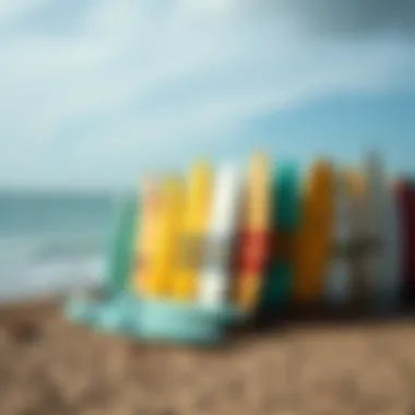 Bali Surfboards on the Beach An array of surfboards lined up on a beautiful Bali beach, reflecting the local surf culture.
