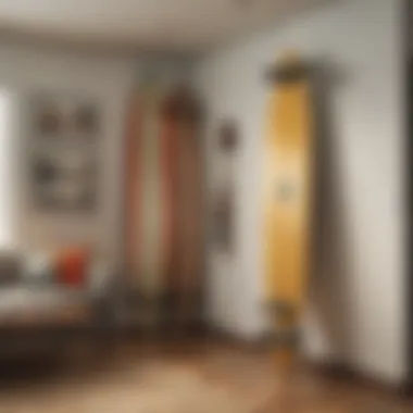 Enhancing Decor with Functionality Decorative longboard wall rack enhancing room decor