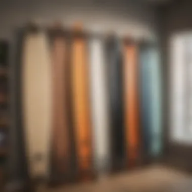 Aesthetic Wall Rack for Longboards Stylish longboard surfboard wall rack showcasing multiple boards