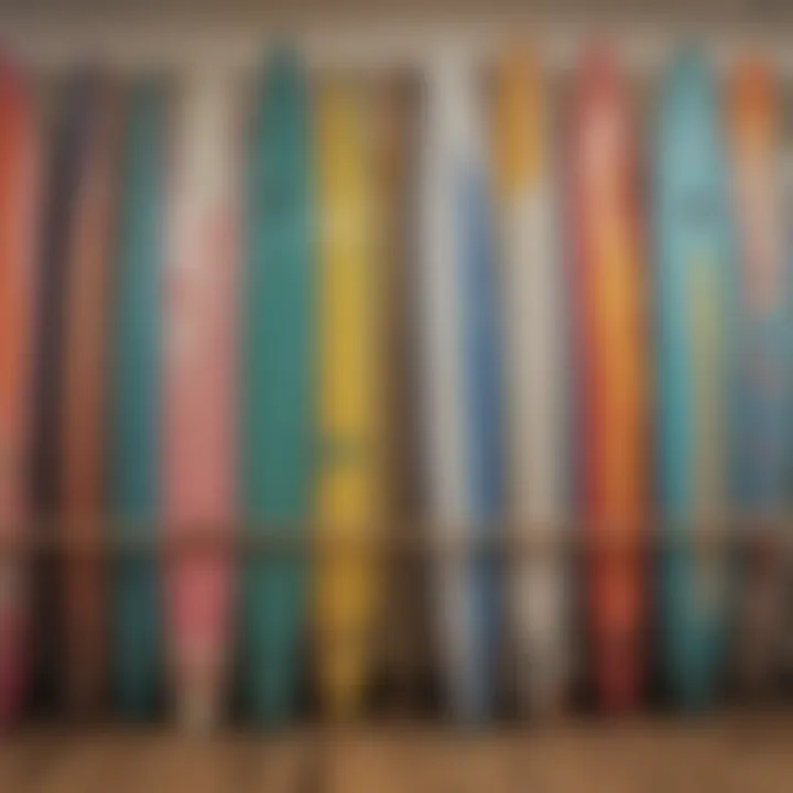 Vibrant surfboards displayed in a trendy New York City surf shop