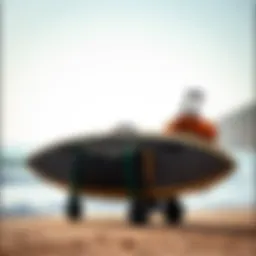 Wheeled surfboard travel bag ready for an adventure