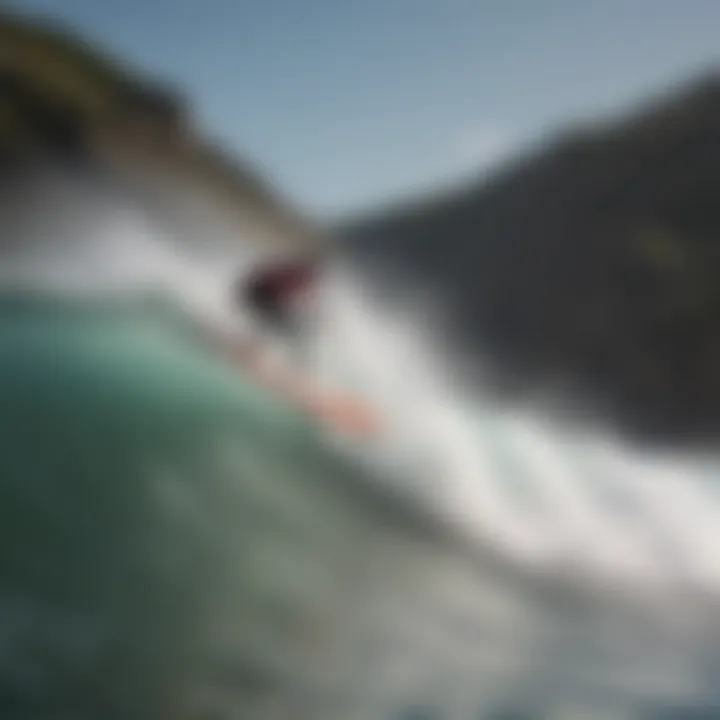 A surfer riding a wave on a Nectar Surfboard, demonstrating performance.