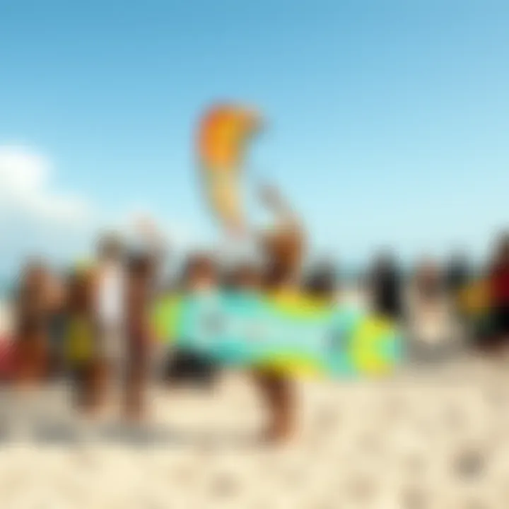 Celebrating Kiteboarding Culture on the Beach Vibrant kiteboarding community gathering on the beach