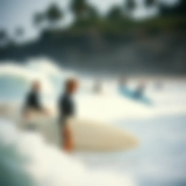 A serene beach setting exhibiting surfers enjoying NSP equipment