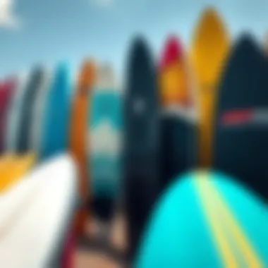 A collection of various NSP surfboards displaying design diversity