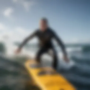 An athlete performing surfboarding while wearing the Ocean Rodeo Soul Drysuit in action