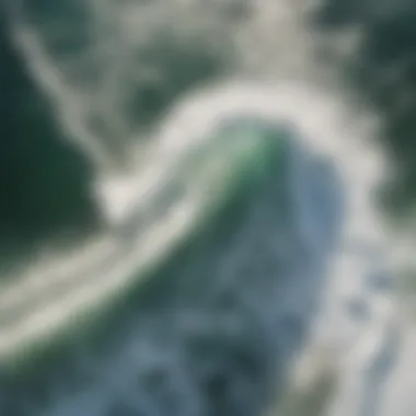 Aerial Perspective of Swell Dynamics Aerial view of ocean waves crashing on the shore