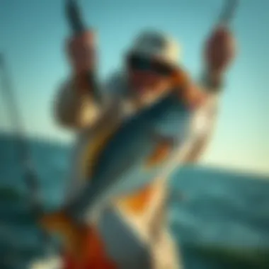 Successful Fishing Experience with Ocean Master Rod An angler showcasing their catch while using Offshore Angler Ocean Master surf casting rod