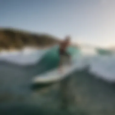 Close-up of a surfboard in action during an ollie