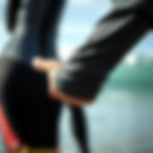 Wetsuit fabric close-up showcasing flexibility