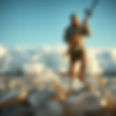 Illustration demonstrating abrasion resistance of fishing lines in surf conditions