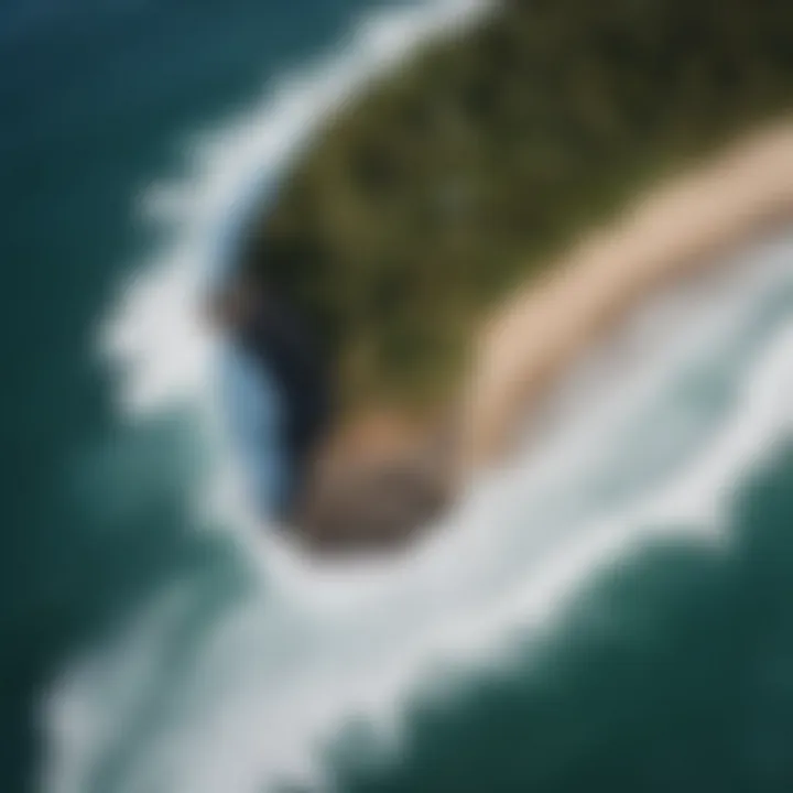 Aerial view of a popular surf spot in Costa Rica during peak season