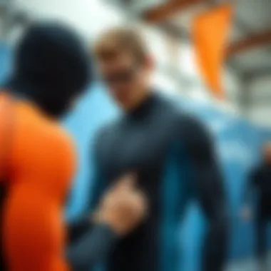 Importance of Proper Wetsuit Fit A wetsuit fitting session highlighting the importance of proper fit
